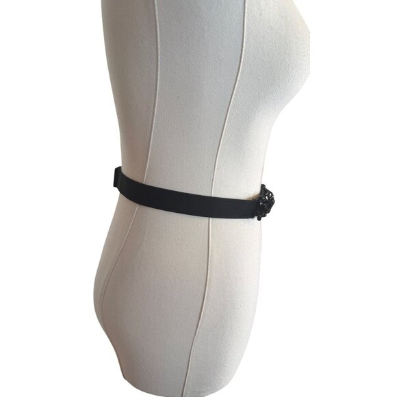 2/$30 NEW Glitzy M/L Black Waist Belt Rhinestone Flower Accents - Picture 8 of 10
